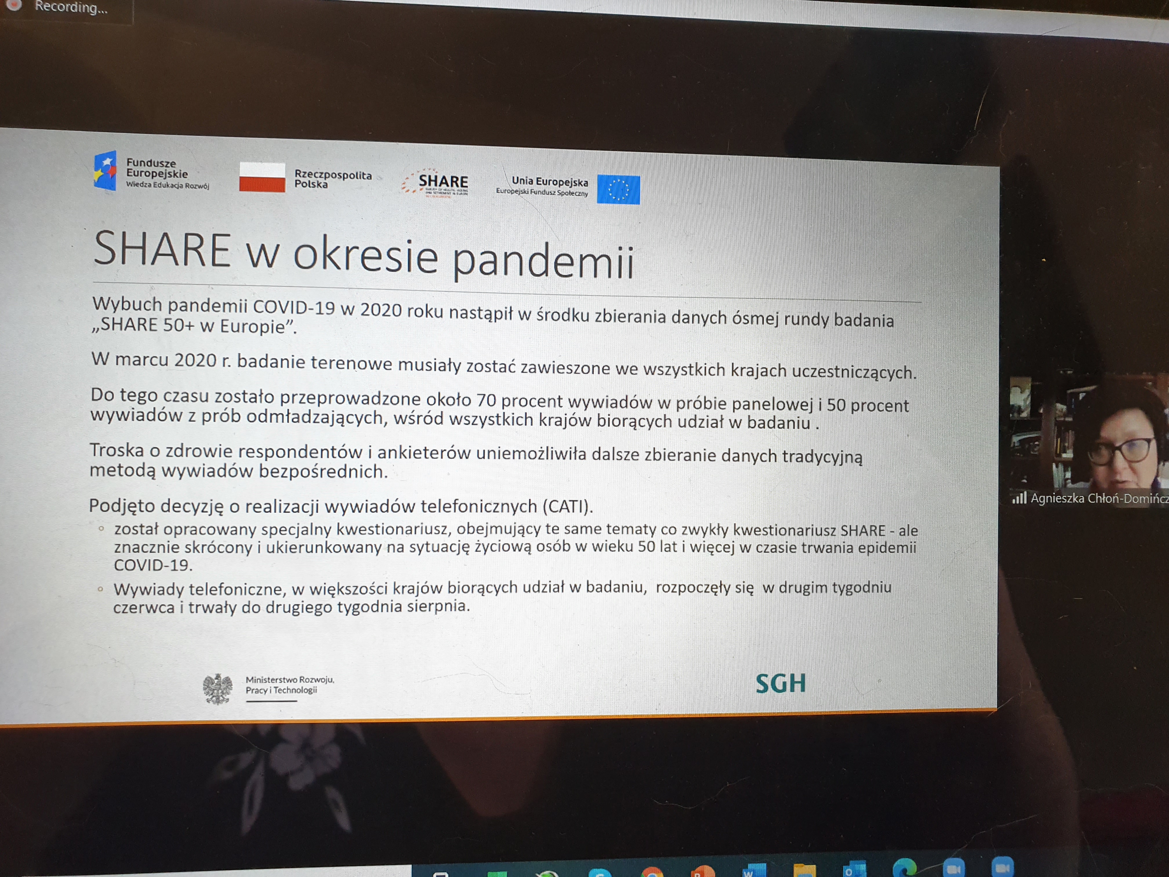 Widok slajdu z prezentacją zakresu badań