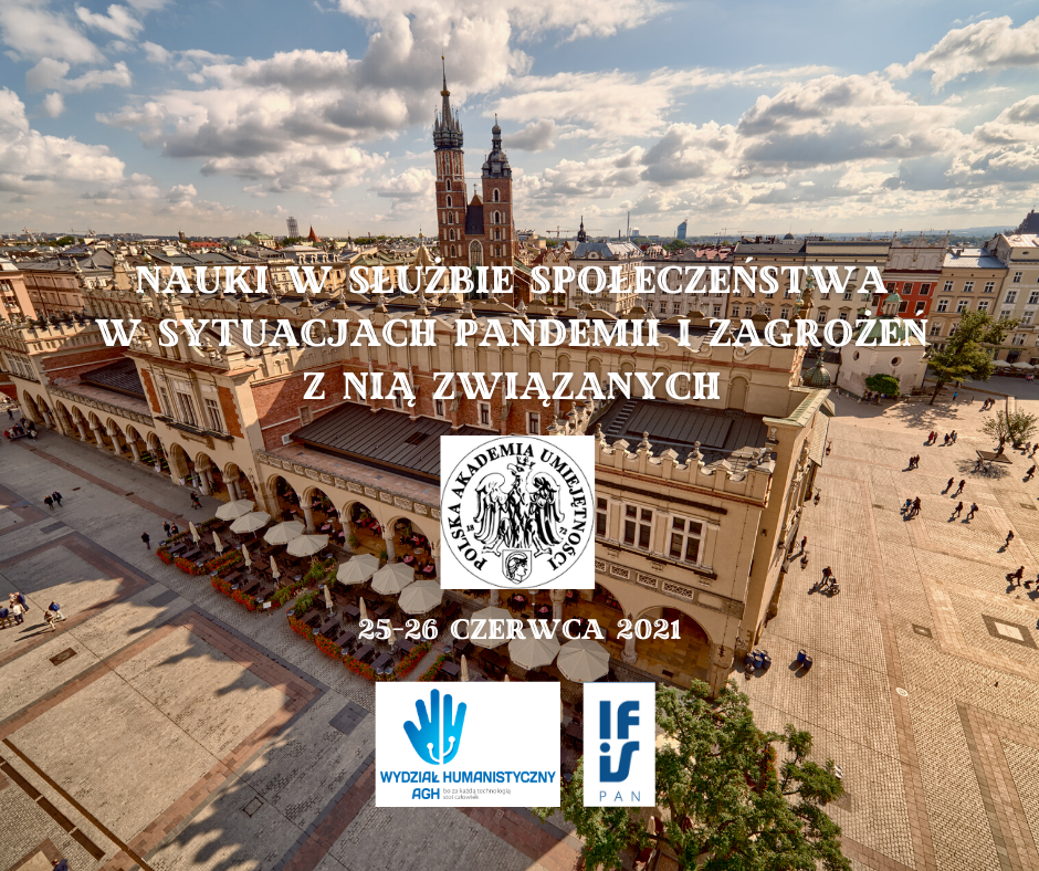 Tytuł konferencji na tle zdjęcia Sukiennic